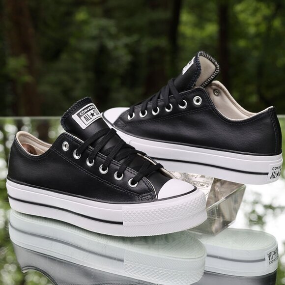 Converse Chuck Taylor All Star Lift Platform Black Leather - Picture 14 of 15